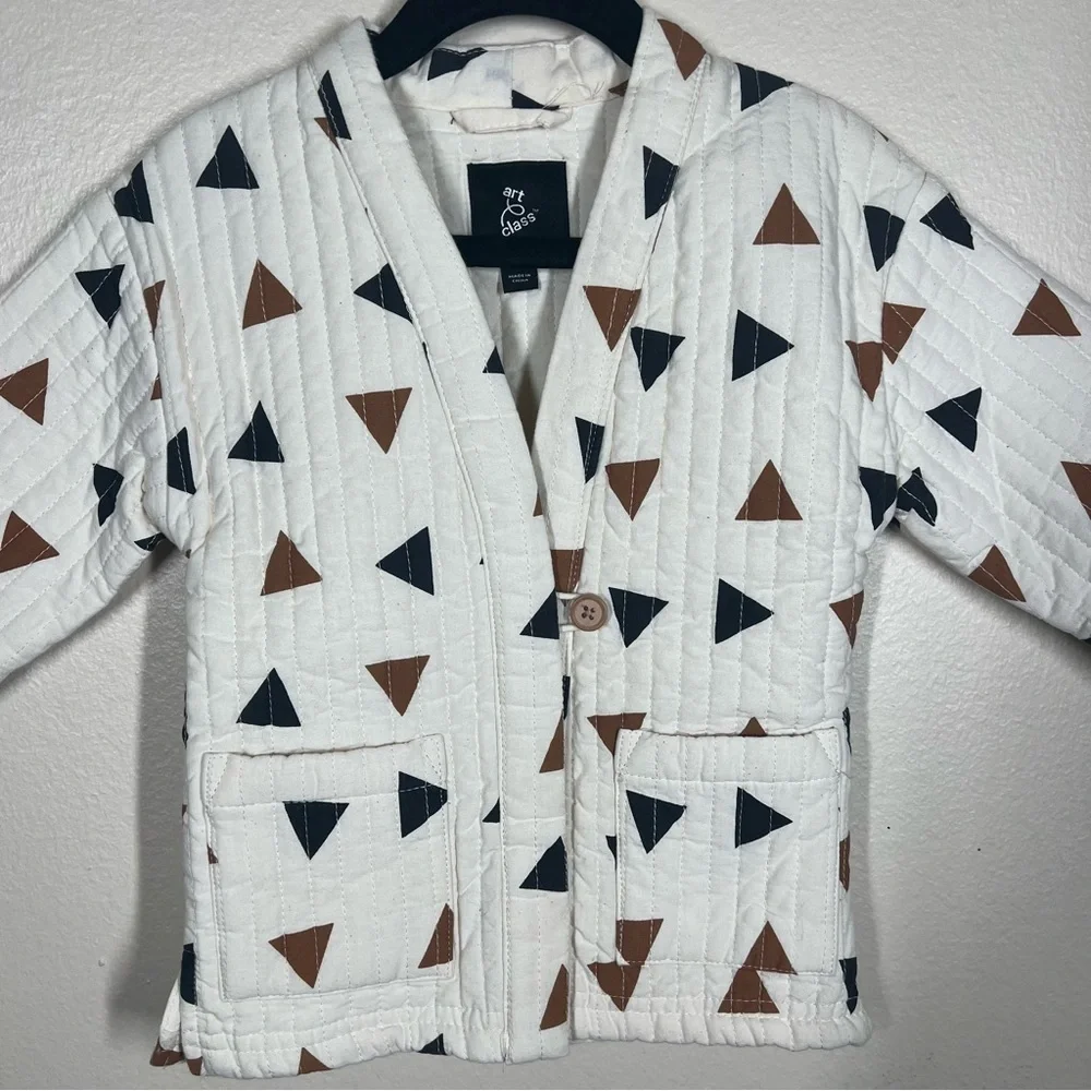 Art Class Target Baby Girl Quilted Shacket Shirt Triangle Print Size 12 Months